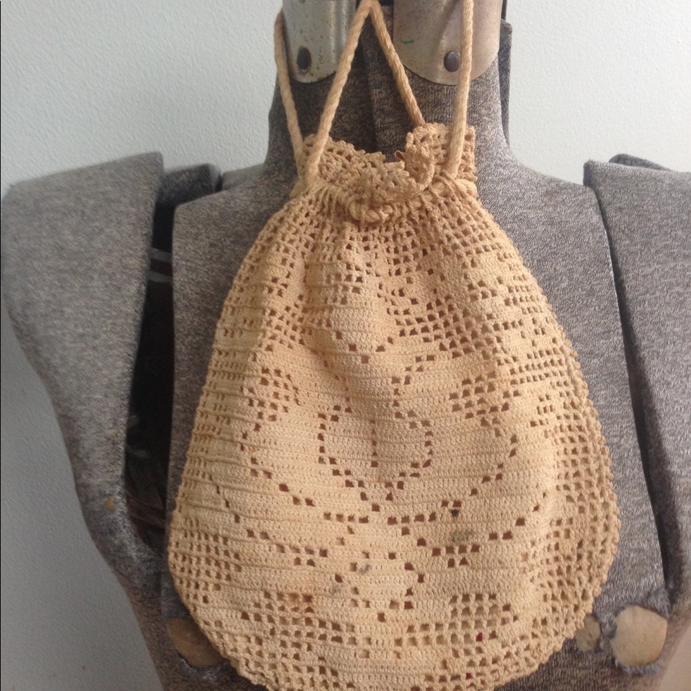 Antique Lace Drawstring Purse Bag - Picture 2 of 7